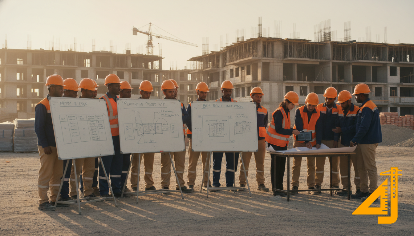 Programme formation BTP Casablanca avec modules métré DPGF planning et BIM Revit