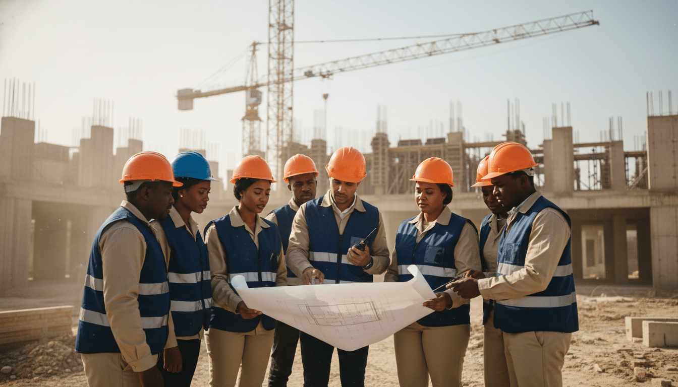 formation conducteur de travaux Maroc, chef de chantier sur site BTP avec plan d'exécution