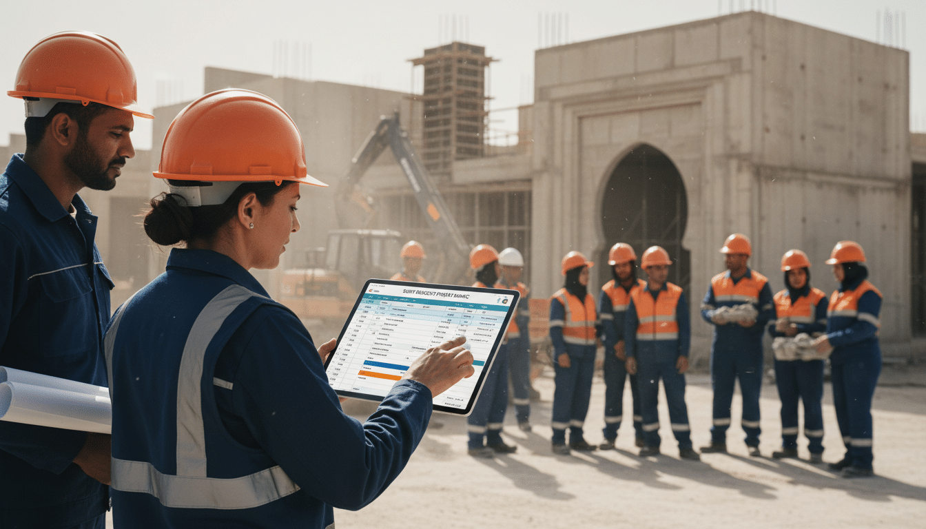 compétences conducteur travaux Maroc, tableau de bord chantier Excel suivi budget